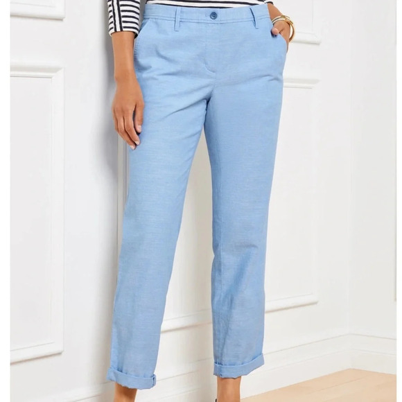 Talbots Relaxed Chinos in Newport Chambray 6P - Picture 1 of 15